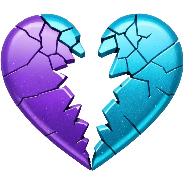 glitter cian and purple broken heart emoji