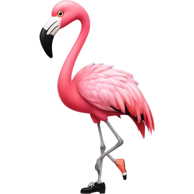 Flamingo with tap dancing shoes emoji