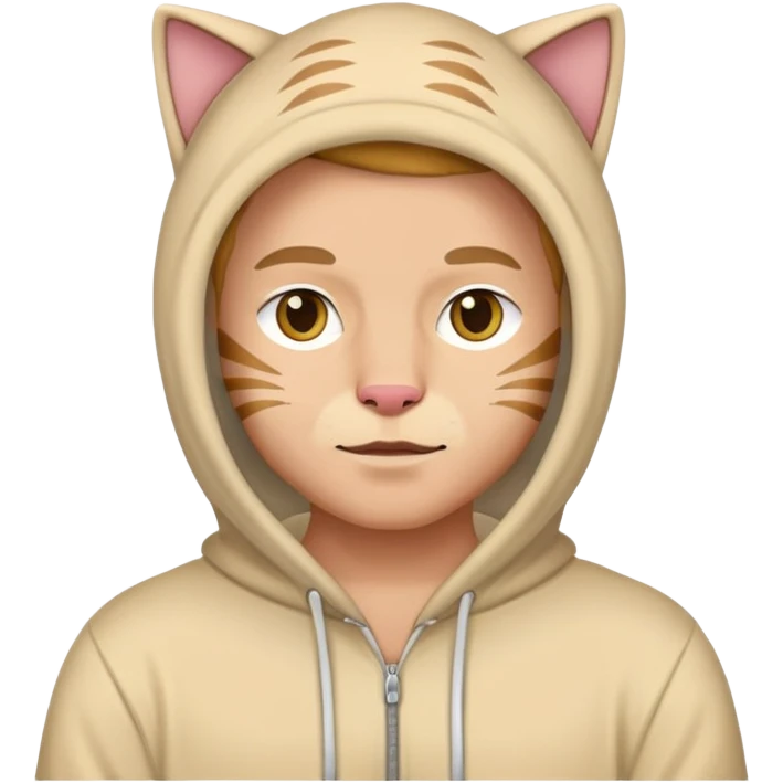 Man wearing a cat onesie emoji