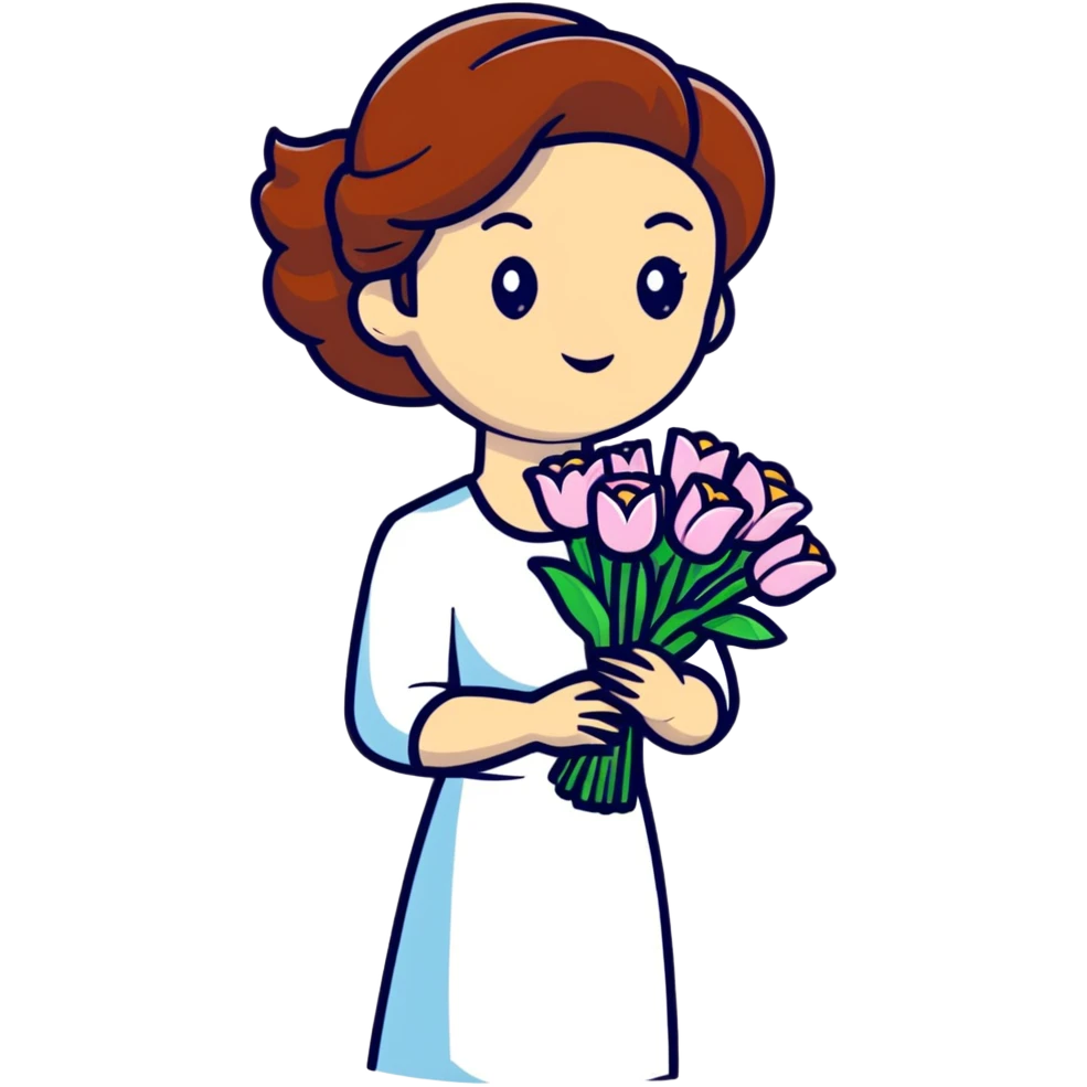 Lady offering bouquet of flowers ￼ emoji