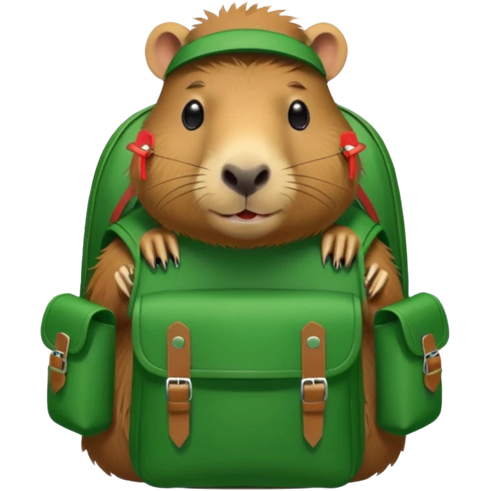 capybara wear green backpack emoji