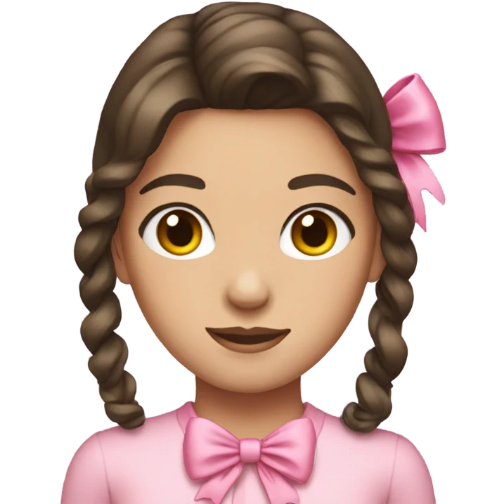 A brunette wearing a pink bow emoji