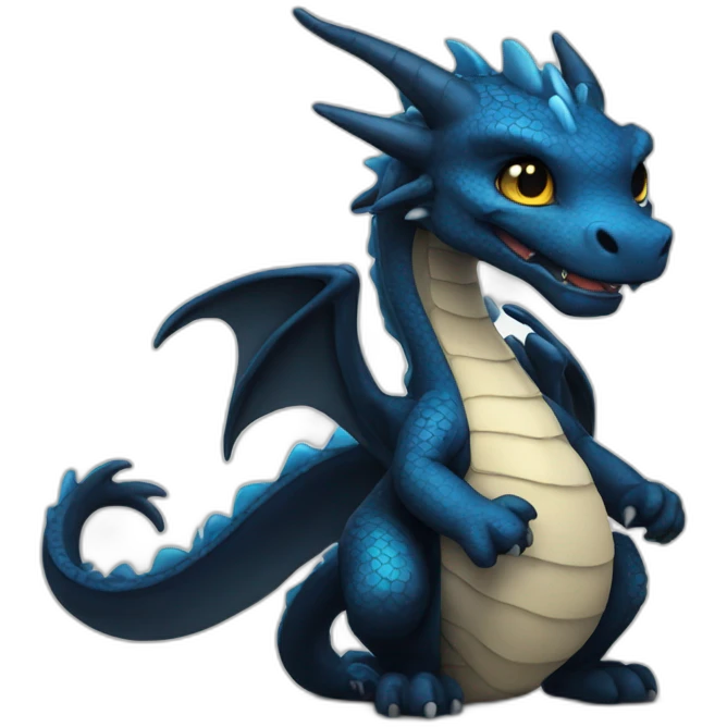 Black/Blue Dragon Chibi emoji