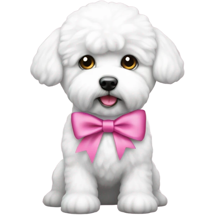 white bichon with pink bow emoji