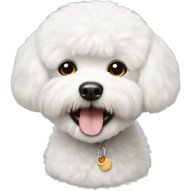 Bichon frise with a silly face emoji