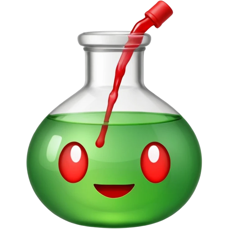 Bouteille de jet 27 avec un liquide vert à l’intérieur et un bouchon rouge emoji