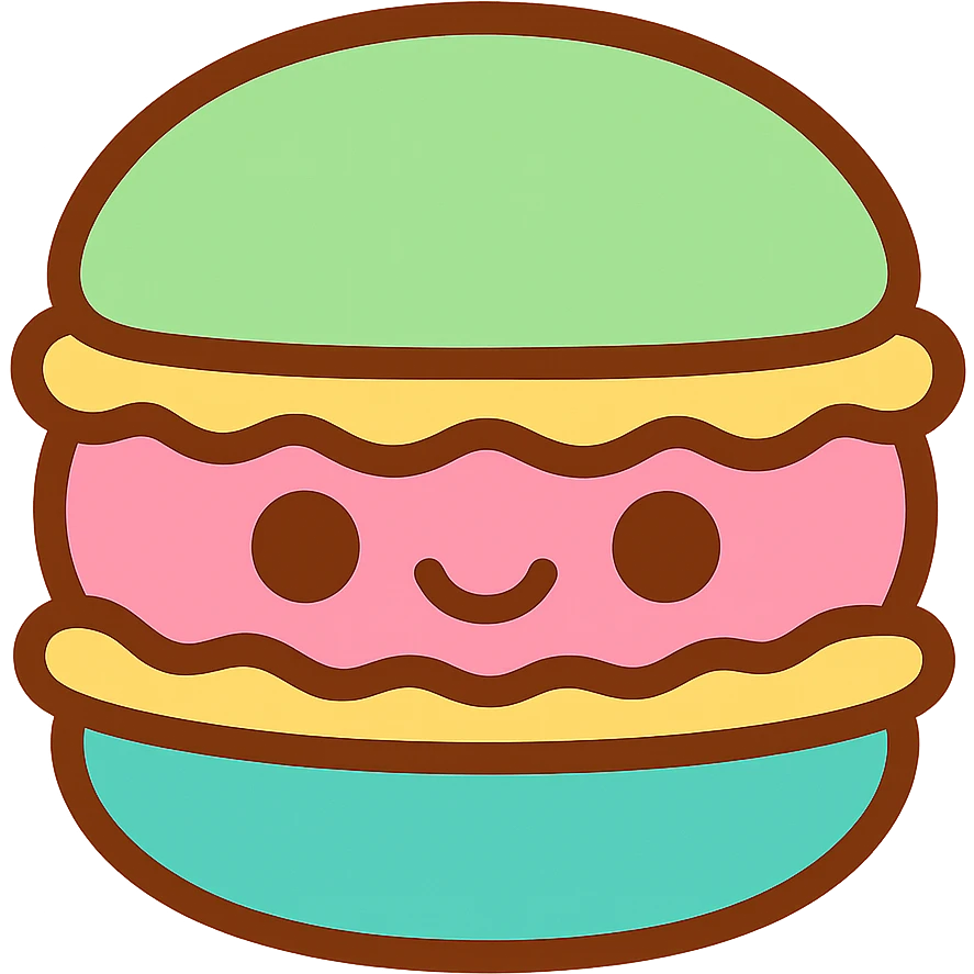 cute macaroon with pastel colors, smiling face, kawaii style emoji