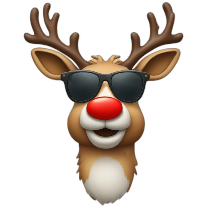 Red nose reindeer with sunglasses emoji