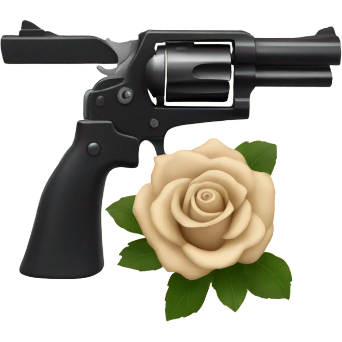 black revolver with beige rose emoji