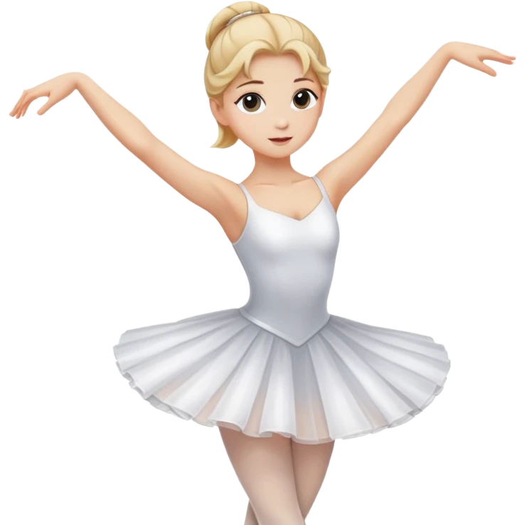 female ballet dancer, blond hair, white dress, arms gracefully extended emoji