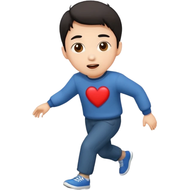 asian man with heart eyes tripping on sidewalk  emoji