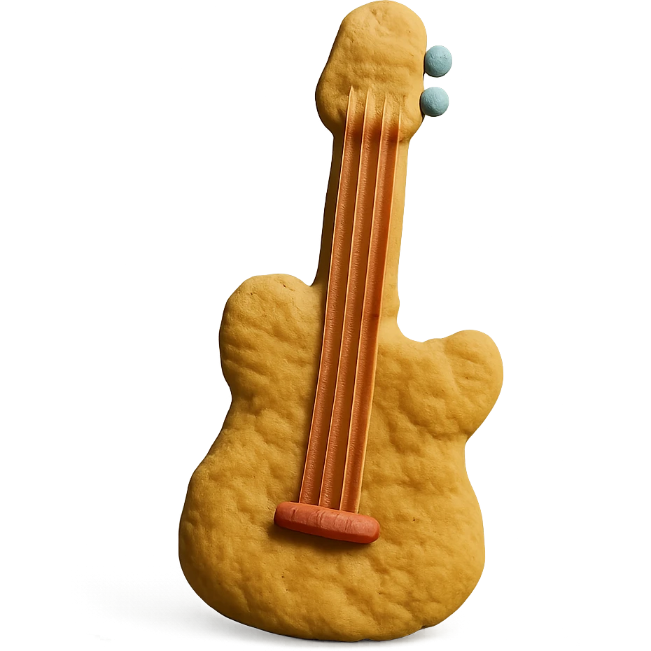 claymation style chicken nugget guitar emoji