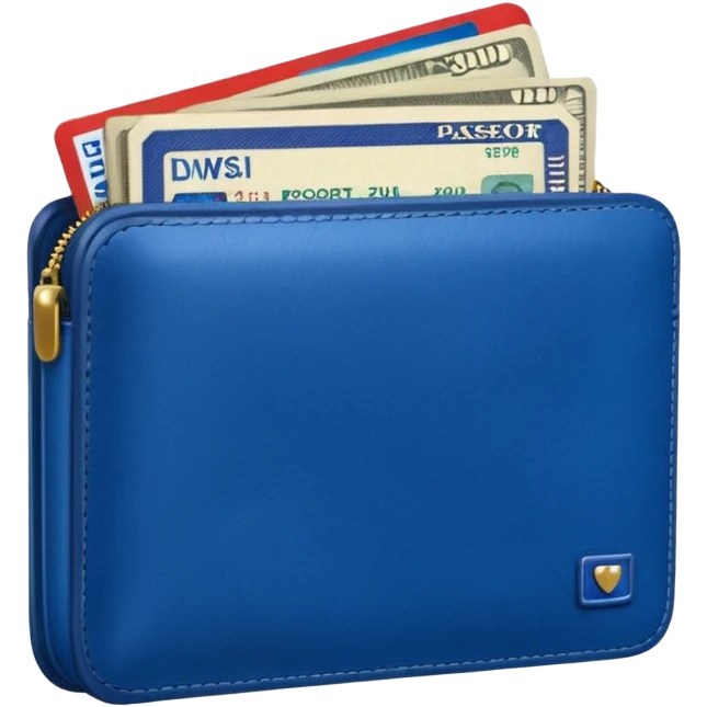 Travel lue wallet – larger, holds passport and tickets.
 emoji