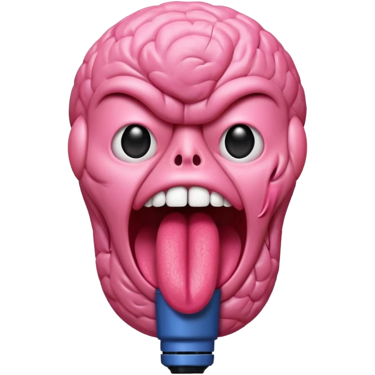 Microphone head with a human tongue crammed inside it. emoji