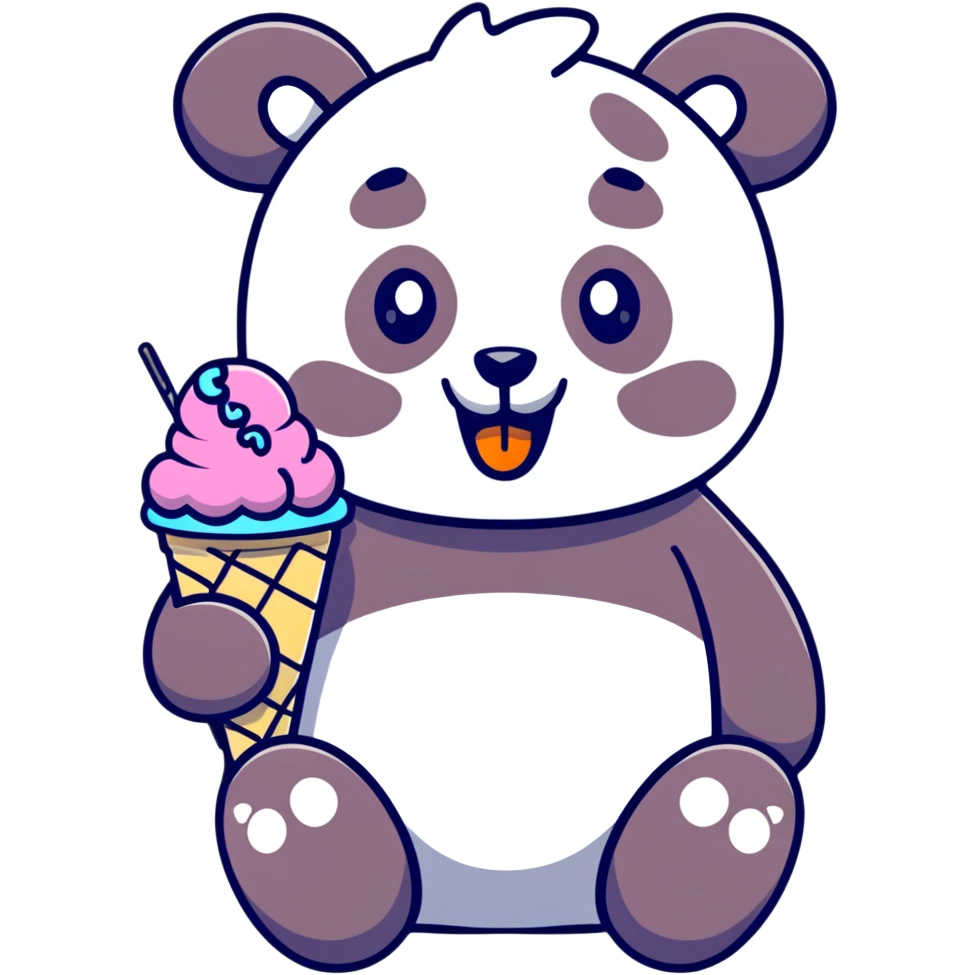 Panda eating ice cream emoji