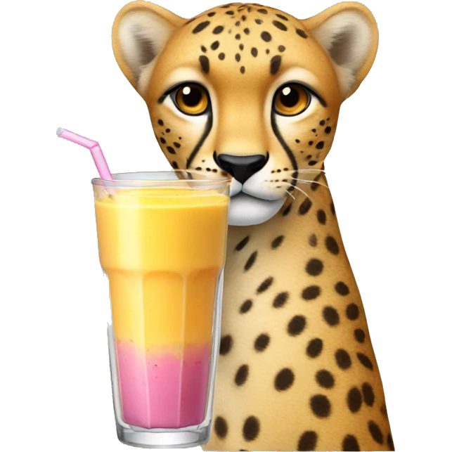 Cheetah drinking a smoothie  emoji