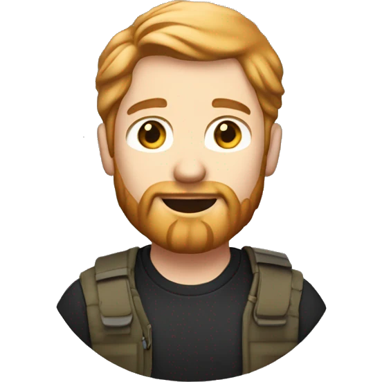 Male photographer with side parted strawberry blonde hair and a beard. emoji