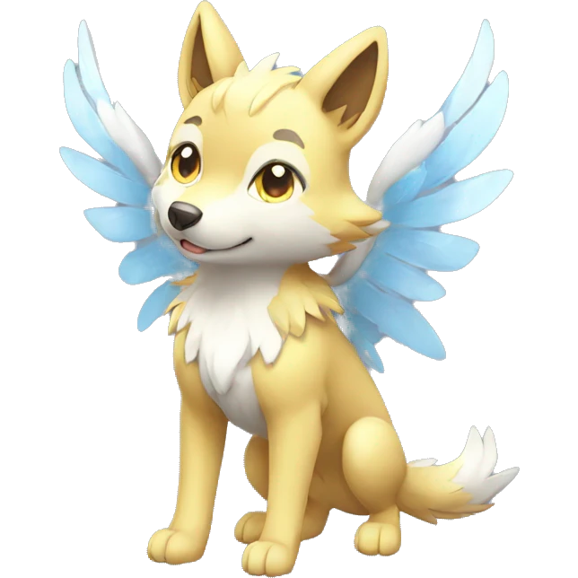 Kawaii Cute Shiny Winged Wolf-Pokémon full body emoji