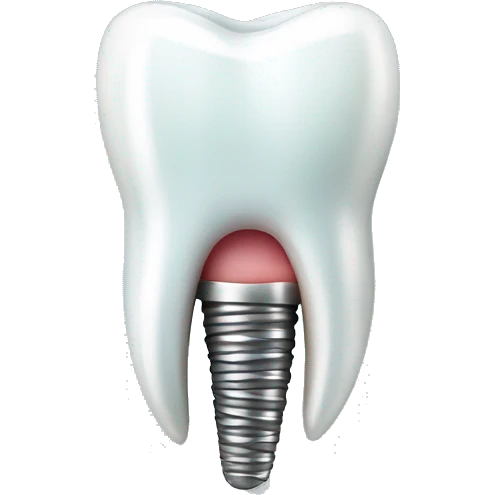 Dental implant with tooth emoji