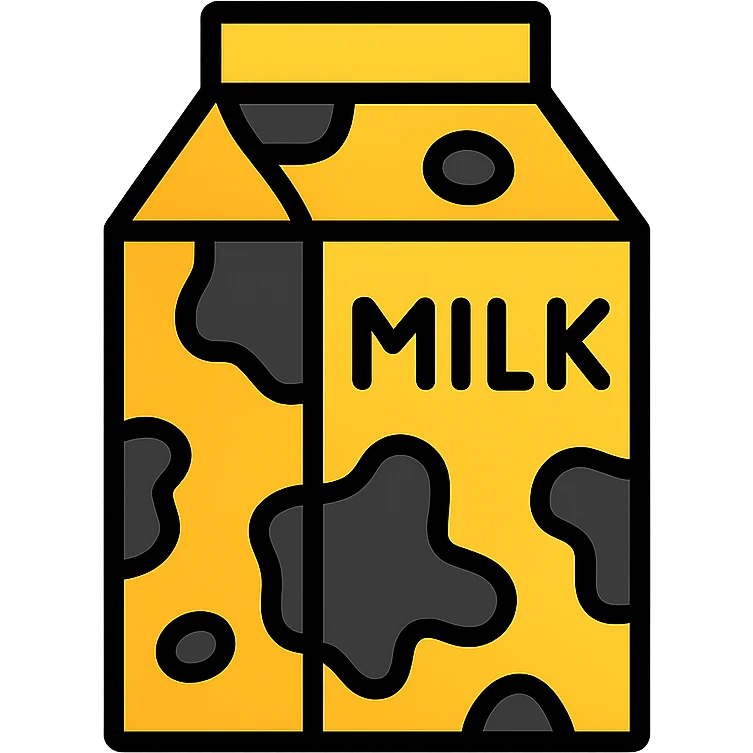 milk box with cowhide texture, minimalistic emoji