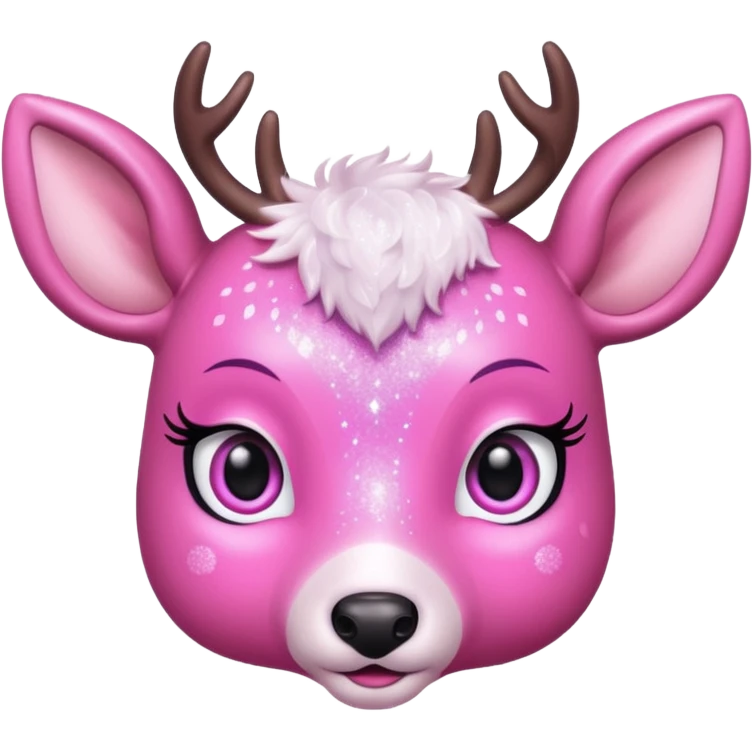 A pink glitter female deer emoji