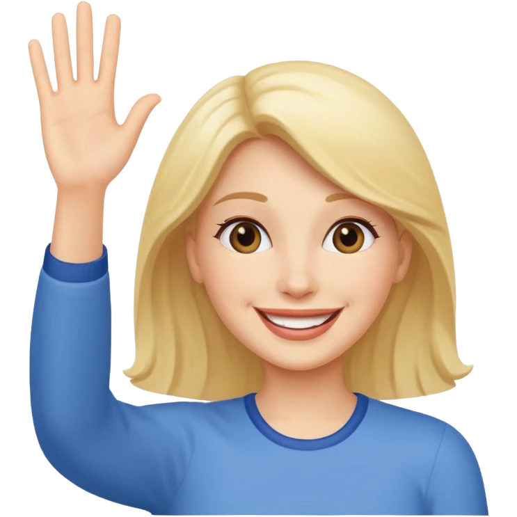 I want an emoji of a lady saying saying hello to a platform group with smiles on her face emoji