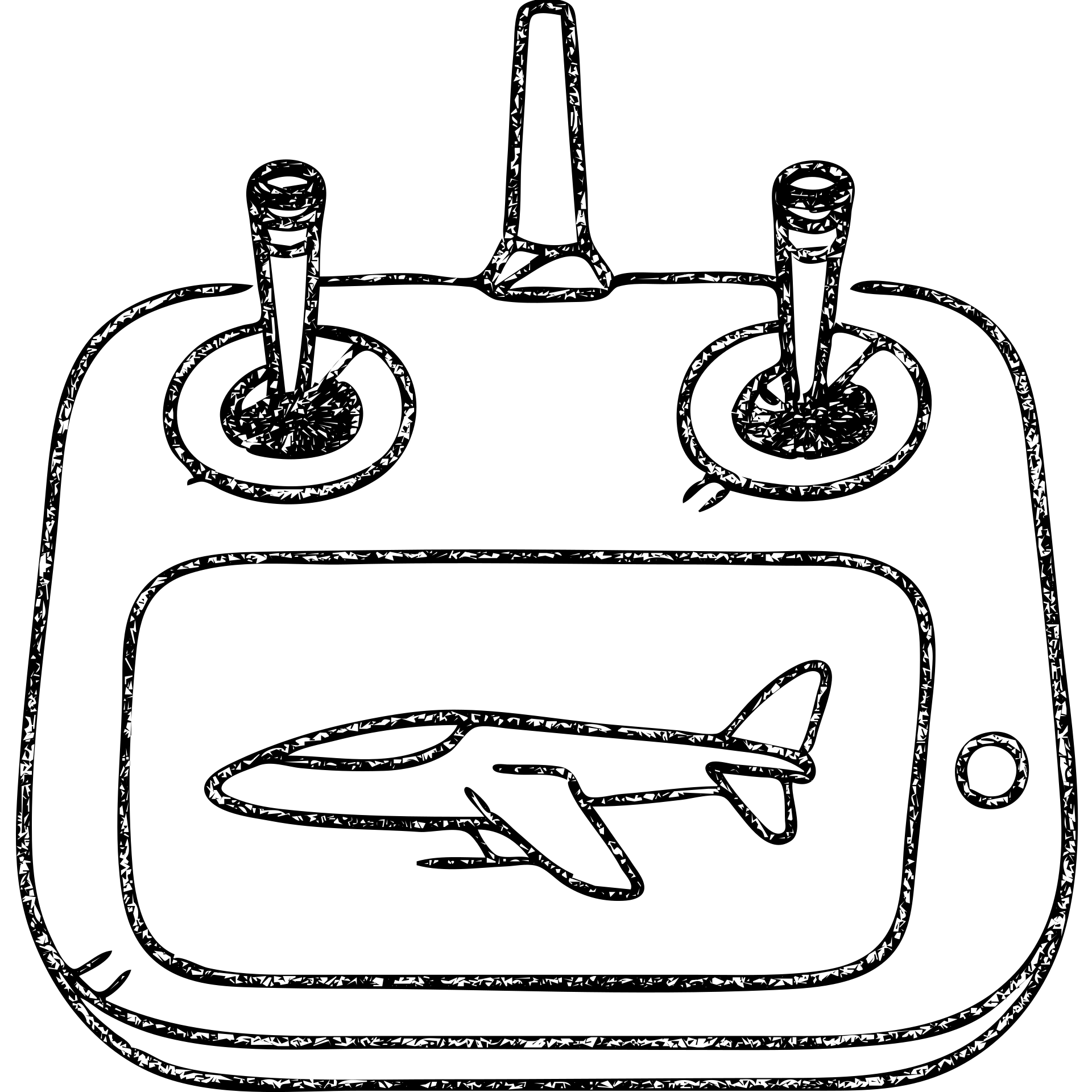 sleek VTOL remote controller, hand-drawn outlined icon, minimalistic emoji