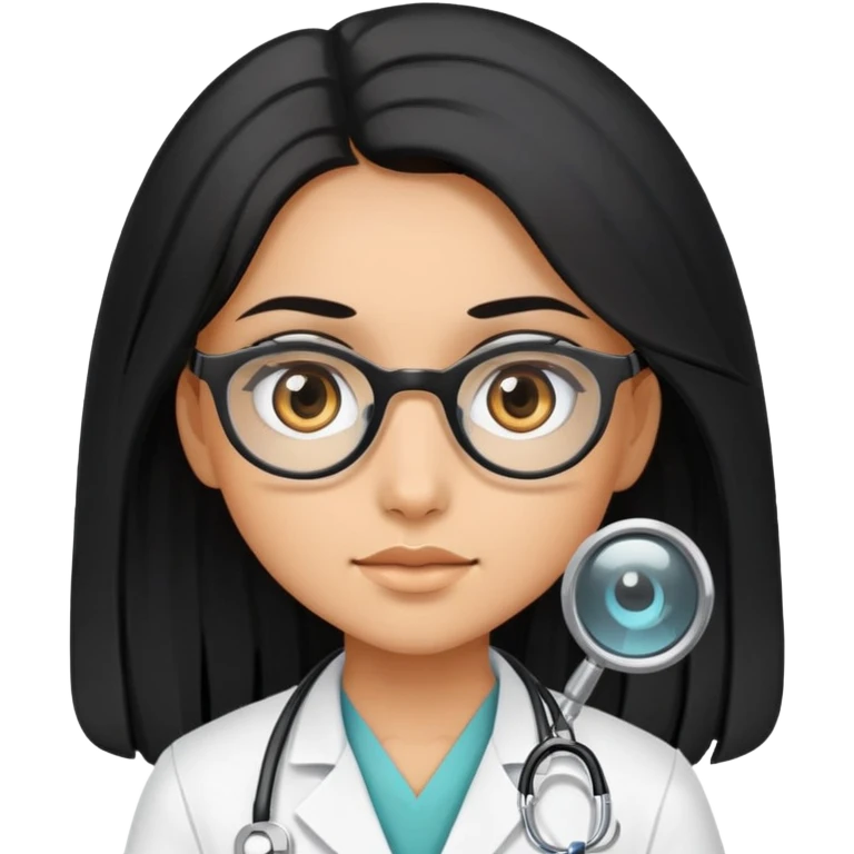 Girl doctor wearing eyes lenses with long black hair  emoji
