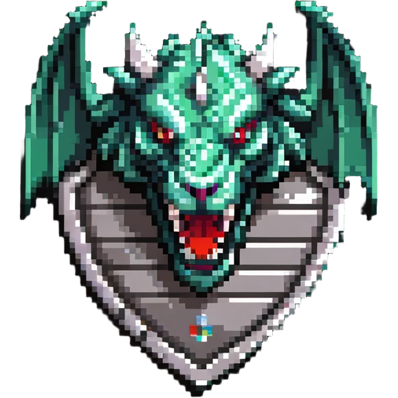 Shield badge with a fierce dragon protecting a computer, cybersecurity theme emoji