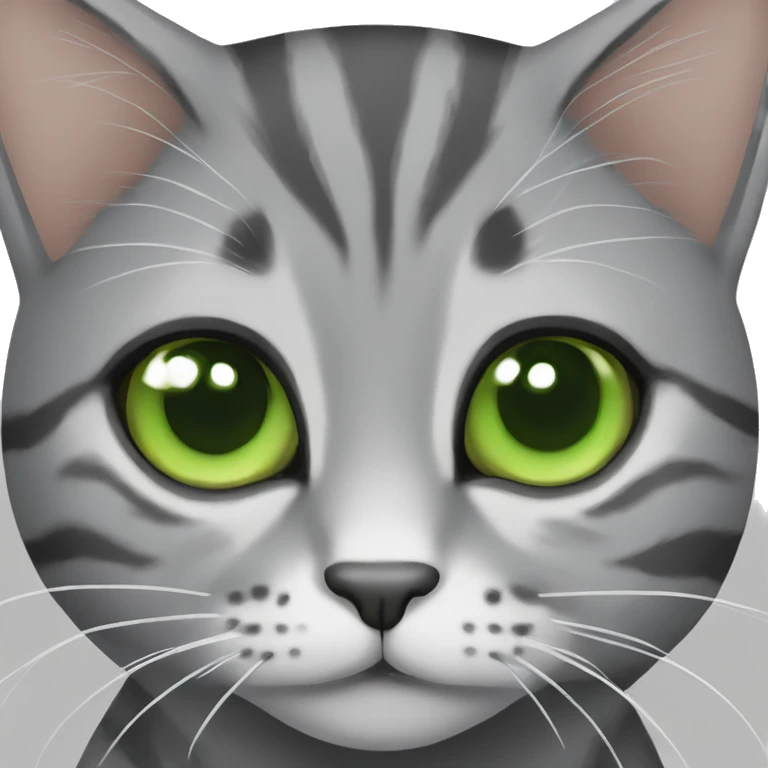 grey tabby cat with green eyes emoji