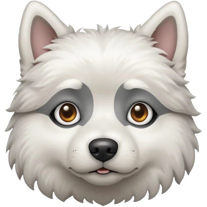 a white dog with a gray stain on one eye emoji