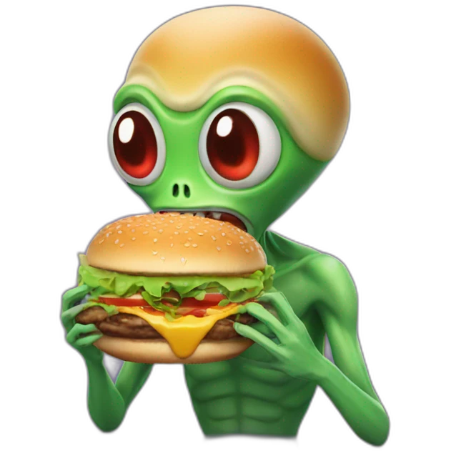 alien eating a burger emoji