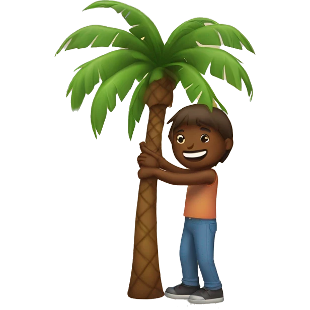 Person hugging a palm tree emoji