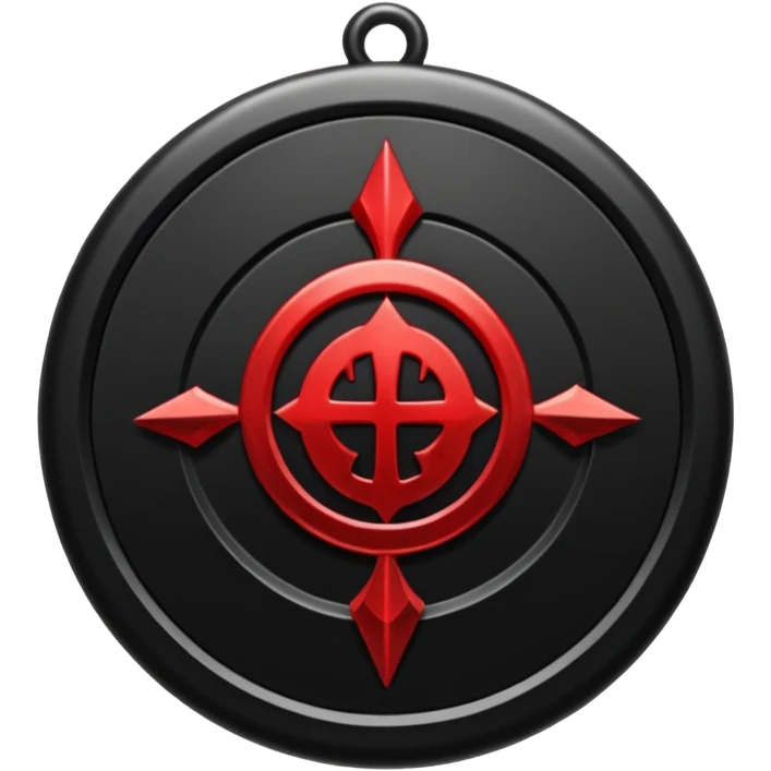 iOS sticker, dark fantasy amulet, black base, red symbol, minimal emoji
