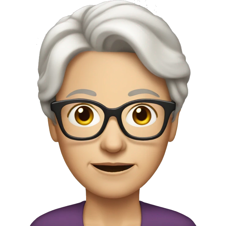 white older woman short brown hair glasses emoji