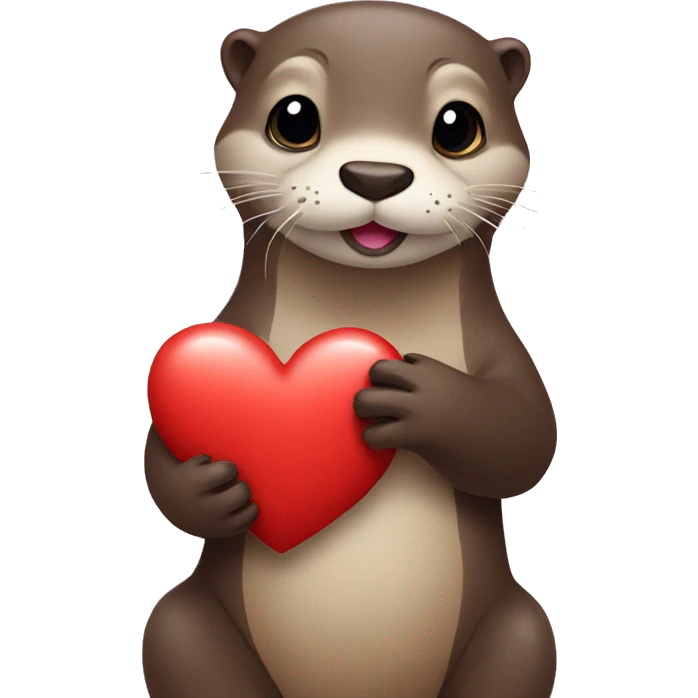 Otter holding a heart emoji