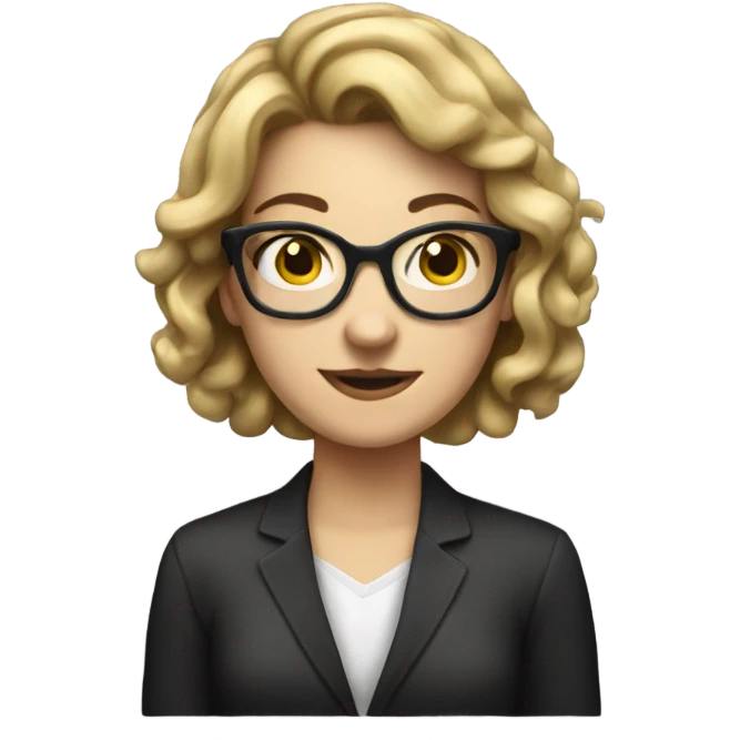 nerd emoji with a book white woman with black haur emoji