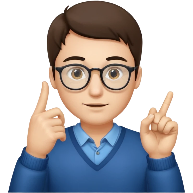 Hombre quitándose las gafas y sacando un dedo emoji