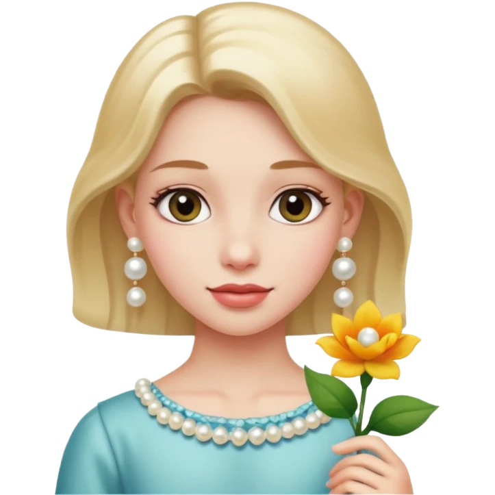 girl-with-pearl-earrings-painting holding flower emoji
