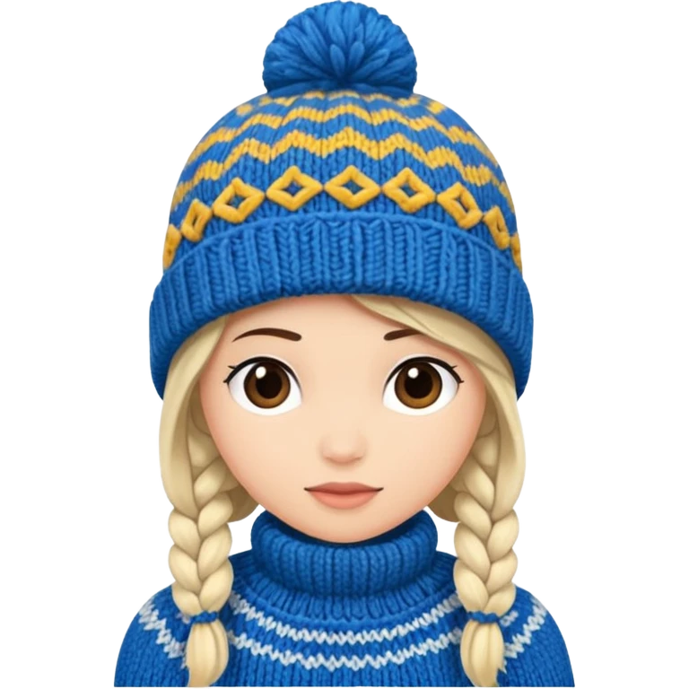 The beanie has a knitted pattern with cozy stitching emoji