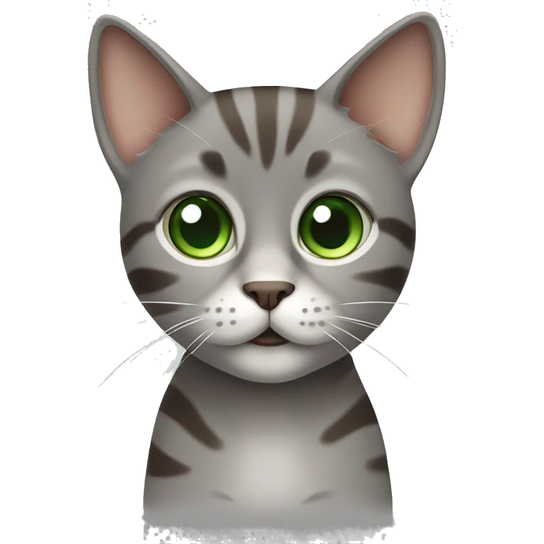 Cute European grey and brown cat with big Green eyes emoji