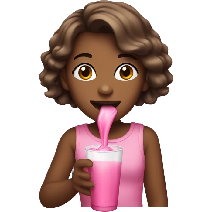 Girl drinking pink Whitney emoji