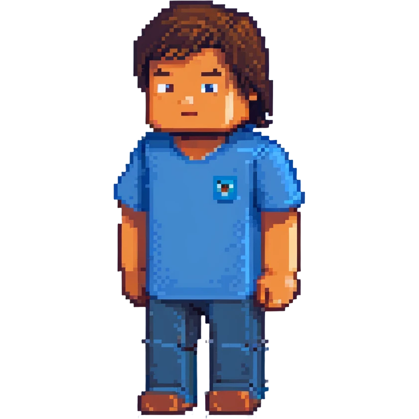 Minecraft character of Jack Black wearing a blue t-shirt emoji