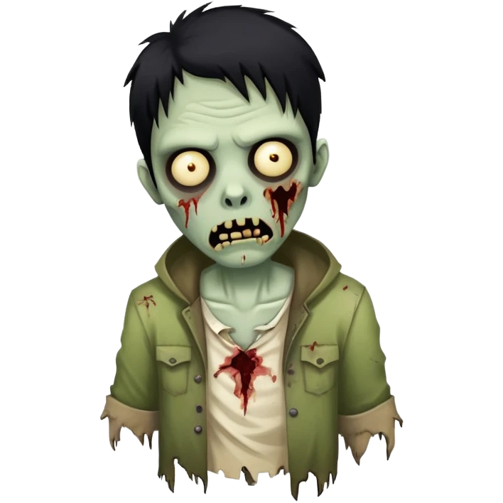 zombie de franja e cabelo preto emoji