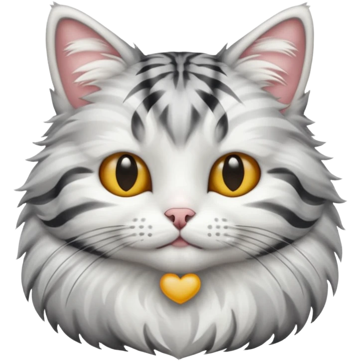 striped cat with hair in white and gray colors emoji