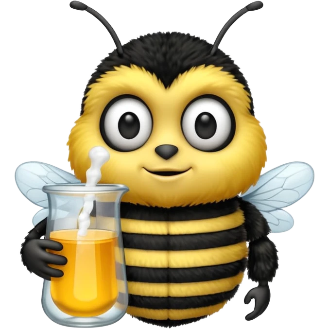 a bumblebee holding a beaker emoji
