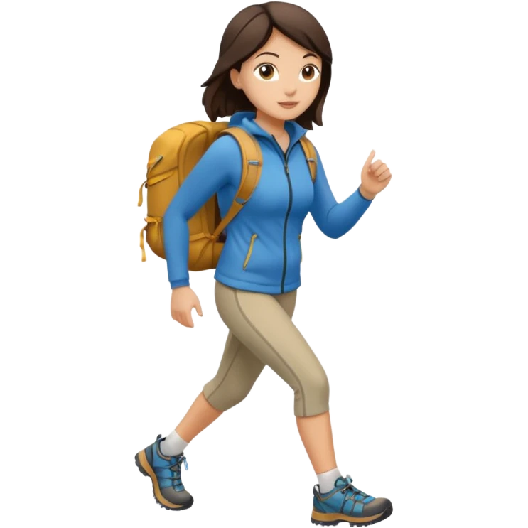 white brunette female hiking emoji