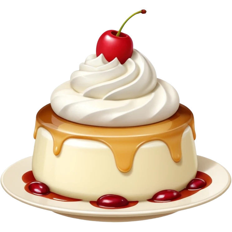 A Japanese pudding topped with cream and cherries emoji