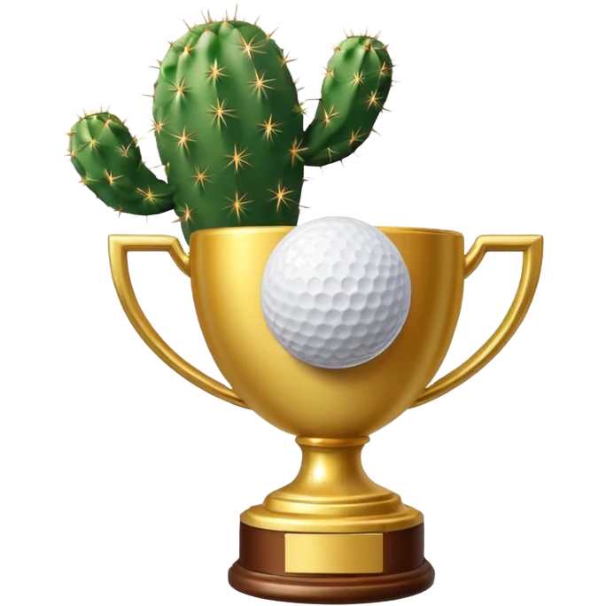 gold cactus trophy golf ball emoji