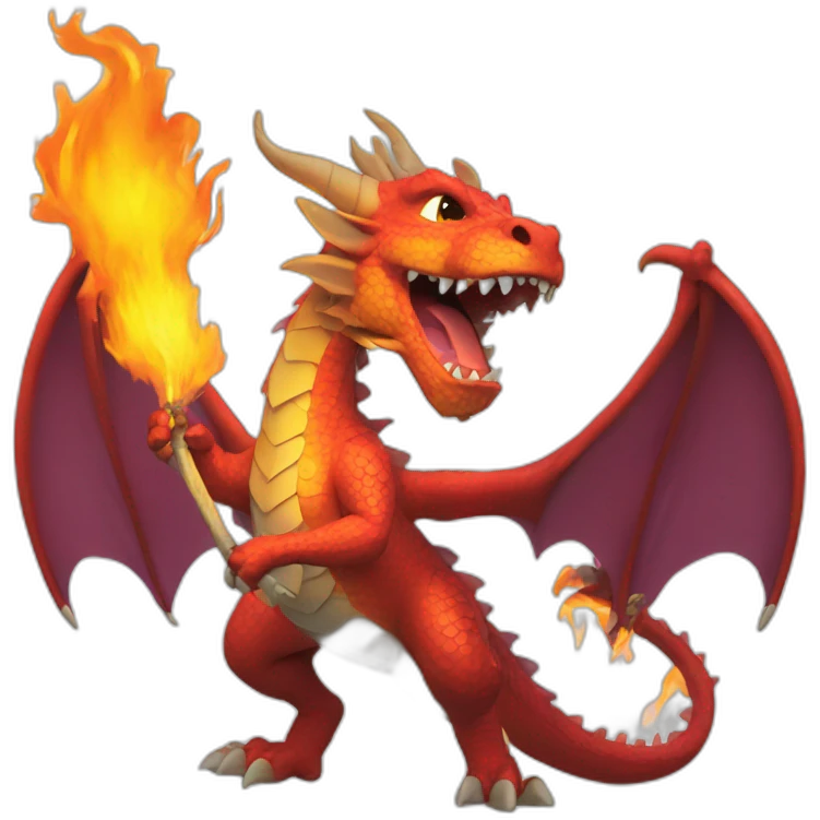A dragon with a Bengal fire in its hand emoji